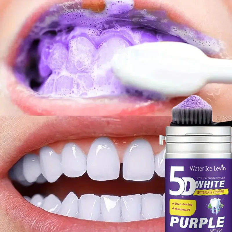 Simple Purple Brightening Powder - Conceals Stains, Non-Sensitive - Enamel-Safe Toothpaste Whitening Powder Suitable for Coffee, Tea, Food, Wine, and Tobacco Stains. Beauty World Shop