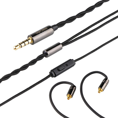 Tripowin Zombur 4N High Purity OFC Oxygen Free Cable HiFi IEM Cable with Mic Cotton Yarn Outer Layer for Audiophile Replacement