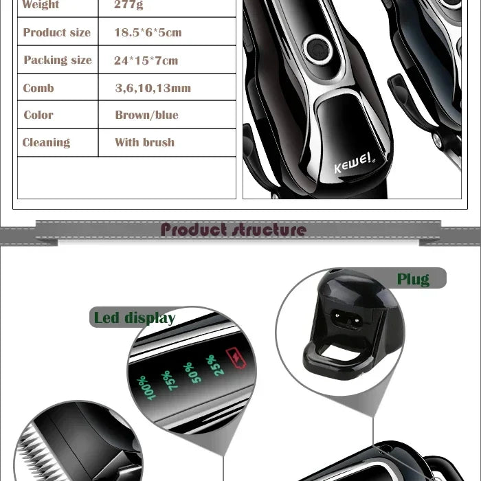 Kemei Rechargeable Professional Dog Hair Trimmer for Cat Cutter Grooming Machine Hair Remover Animal Hair Clipper for Pet Beauty Trend Shop