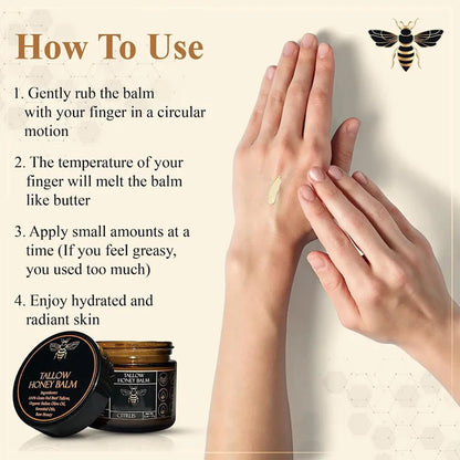 Organic Grass-Fed Beef Tallow Balm with Raw Honey - Moisturizing Cream for Soft, Smooth Skin - Handmade All-Natural Moisturizer Beauty Trend Shop