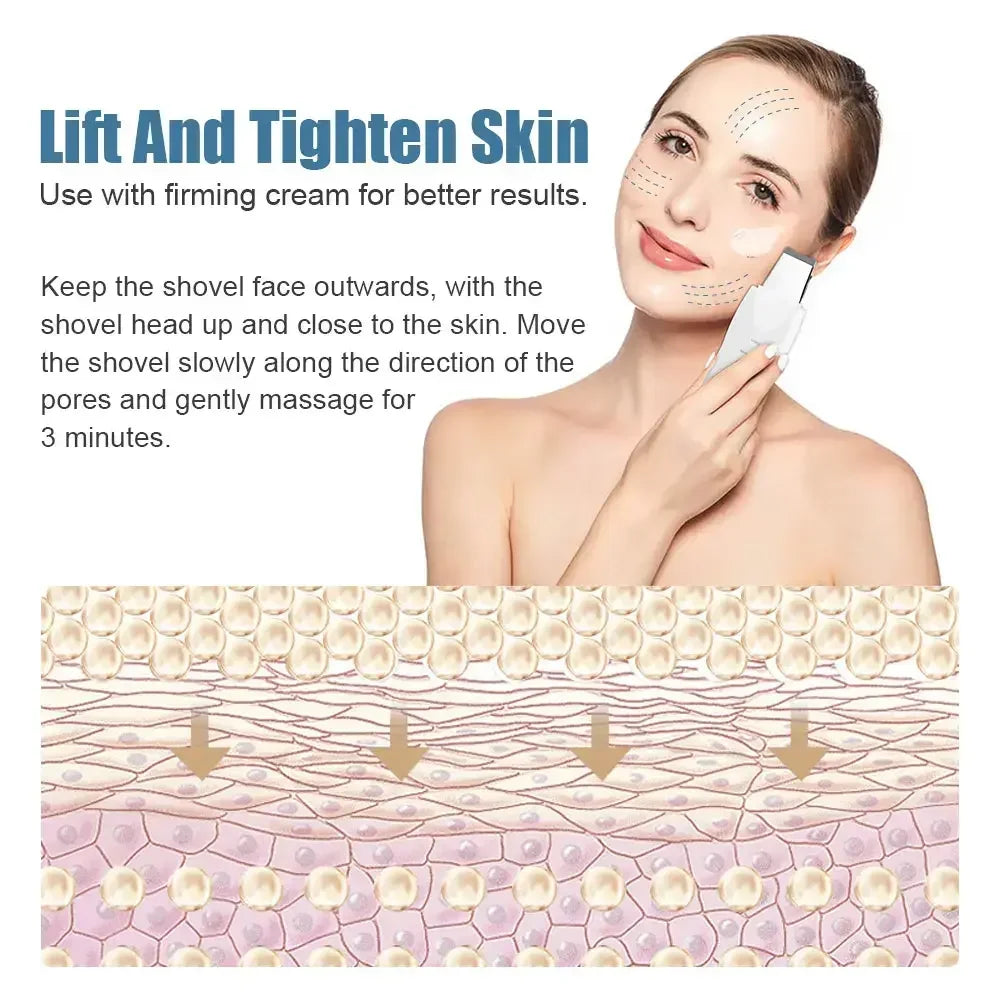 Deep Vibrate Skin Scrubber Facial Cleaner Shovel Spatula Not Ultrasonic Face ScrubberPeeling Blackhead Remover Facial Ma ssager Beauty World Shop
