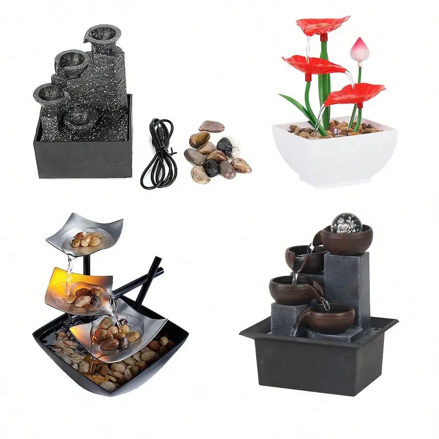 Mini Zen Tabletop Fountain - Relaxing LED Waterfall for Office Desk, Yoga Room & Feng Shui Decor Beauty World Shop
