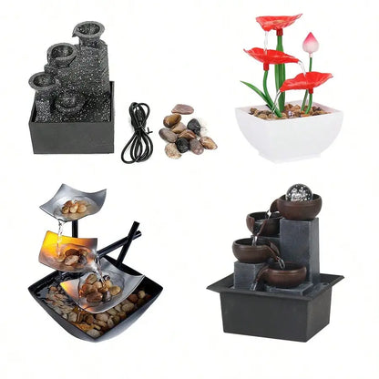Mini Zen Tabletop Fountain - Relaxing LED Waterfall for Office Desk, Yoga Room & Feng Shui Decor Beauty World Shop