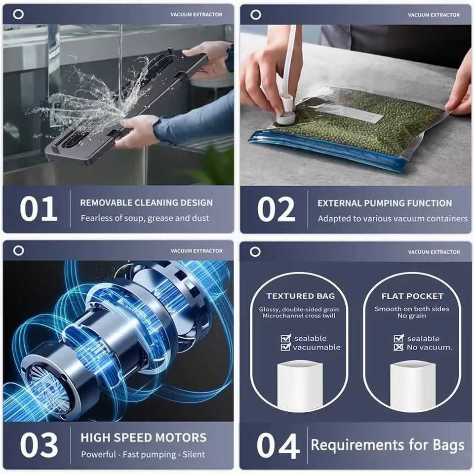 Electric Vacuum Sealer Food Storage Seal Touch Button Dry/Wet Built-in Cutter Kitchen Food Sealing Vacuum Packaging Machine Beauty World Shop