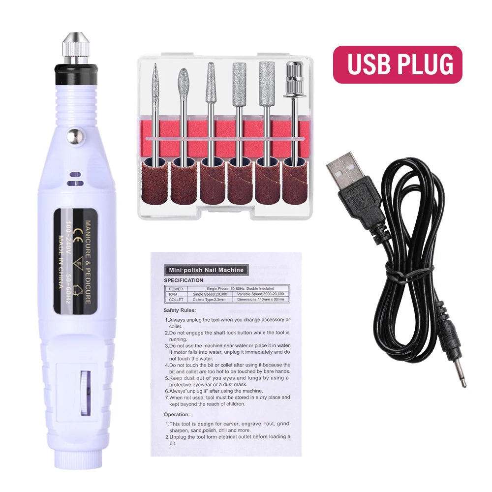 Nail Sander Set Electric Nail Drill Machine Grinding Equipment Milling Cutter For Manicure Pedicure Strong Polishing Tools