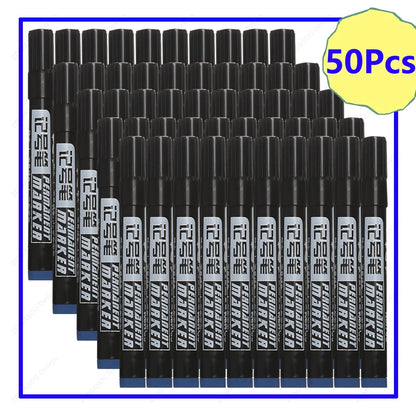 1-100Pcs Waterproof Oil-based Marker Pen Quick Dry Black Blue Red Ink Permanent for Metal Glass Stationery Art School Supply Beauty World Shop