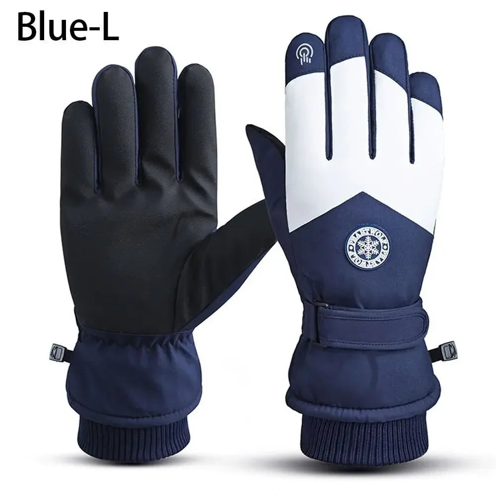 Winter Snowboard Ski Gloves PU Leather Non-slip Touch Screen Waterproof Motorcycle Cycling Fleece Warm Riding Gloves Beauty World Shop
