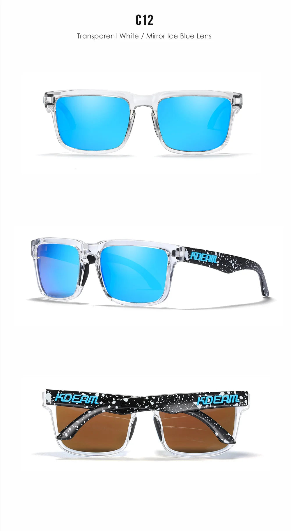 KDEAM Men's Polarized Sunglasses Square Casual Outdoors Sun Glasses Women Unisex Sunglass For Couple With Zipper Case Beauty World Shop