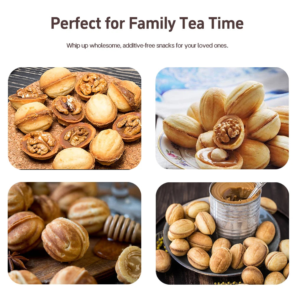 Electric Walnut Cake Waffle Maker With Nuts 12 Holes Cooking Kitchen Biscuits Making for Baking Business Nuts Waffle Beauty World Shop