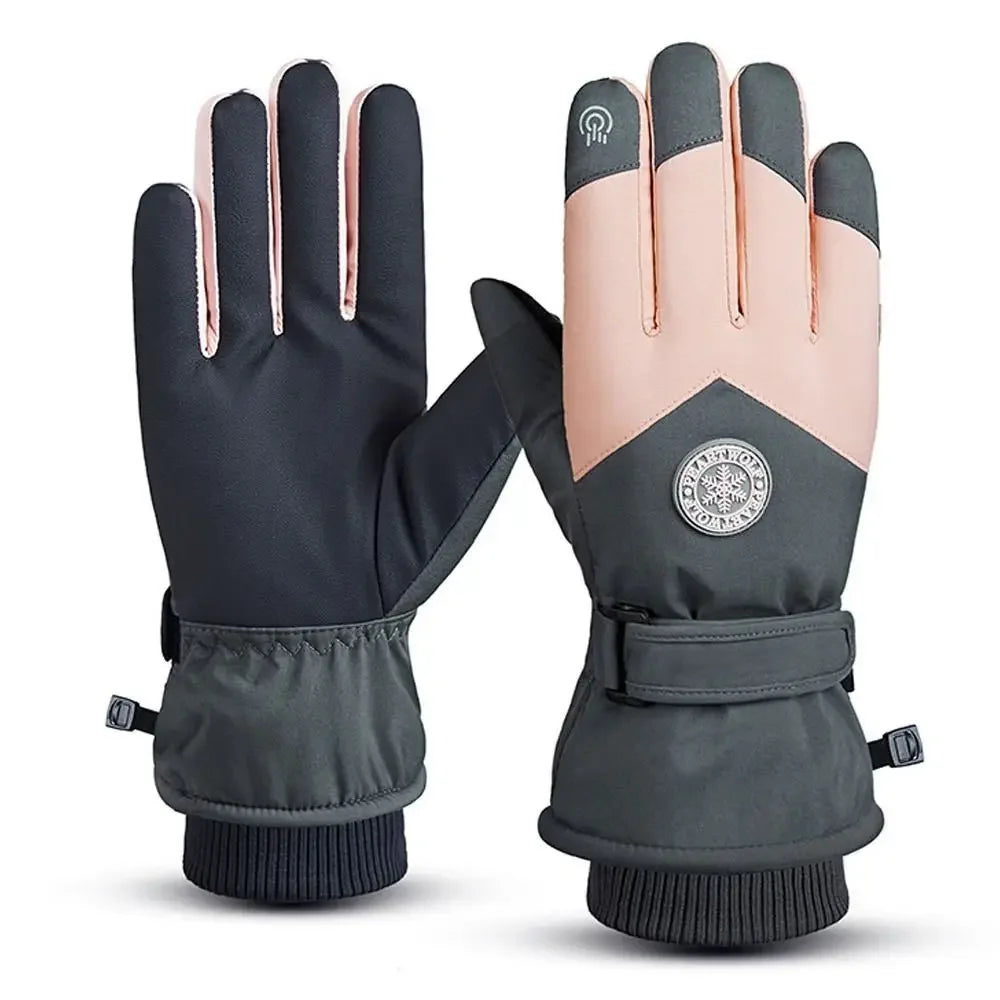 Winter Snowboard Ski Gloves PU Leather Non-slip Touch Screen Waterproof Motorcycle Cycling Fleece Warm Riding Gloves Beauty World Shop