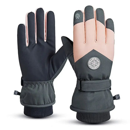 Winter Snowboard Ski Gloves PU Leather Non-slip Touch Screen Waterproof Motorcycle Cycling Fleece Warm Riding Gloves Beauty World Shop