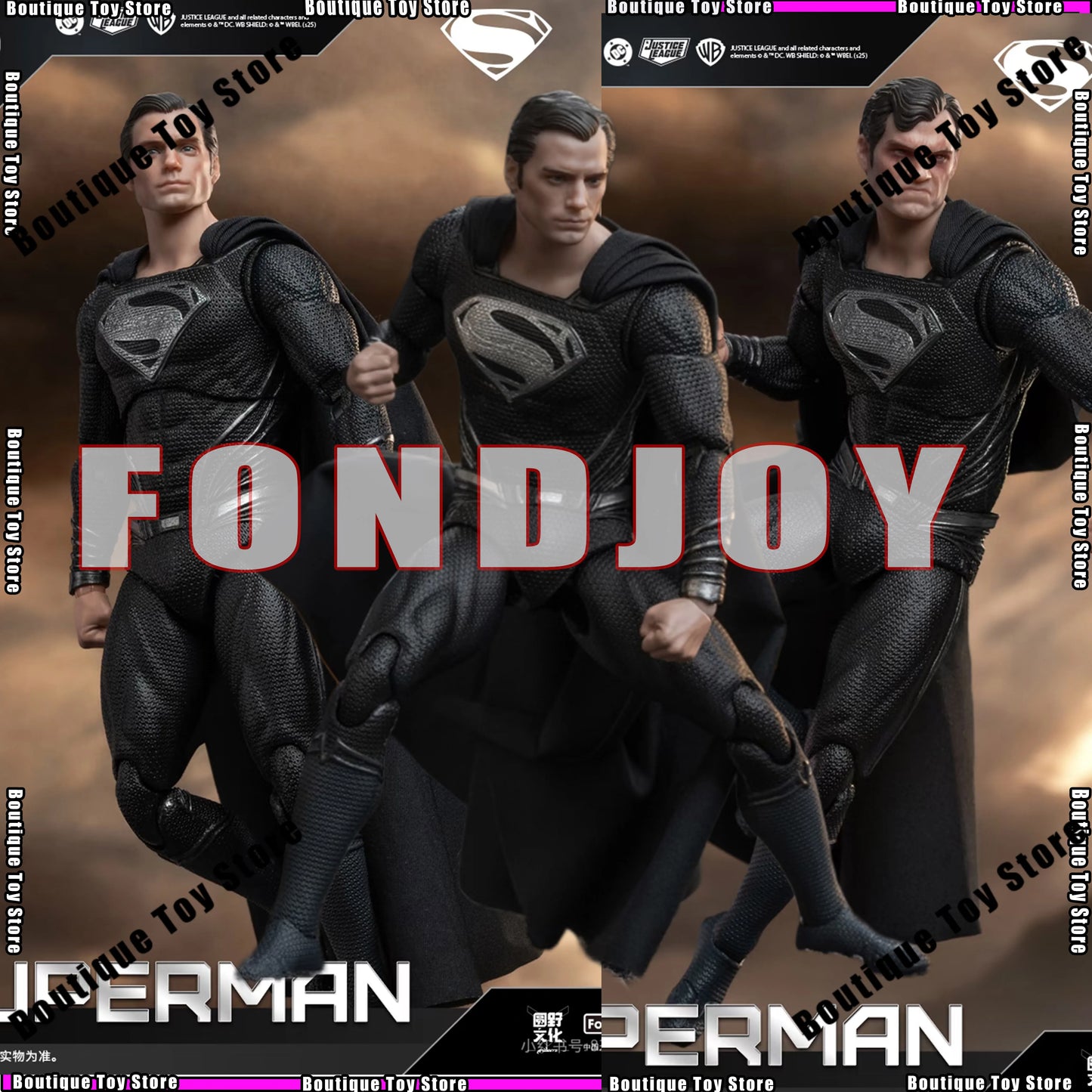 1/9 Fondjoy DC Black Superman 2.0 Action Figure Justice League Zack Snyder Anime Figurine Statue Model Custom Kid Toys Gifts