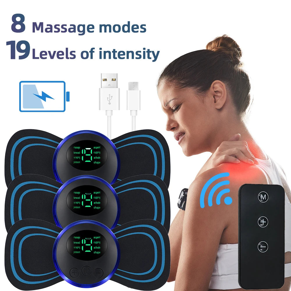 EMS Electric Neck Massager Muscle Massage Stimulator Low Frequency Instrument Back Cervical Calf Patches Joints Relief Body Beauty World Shop