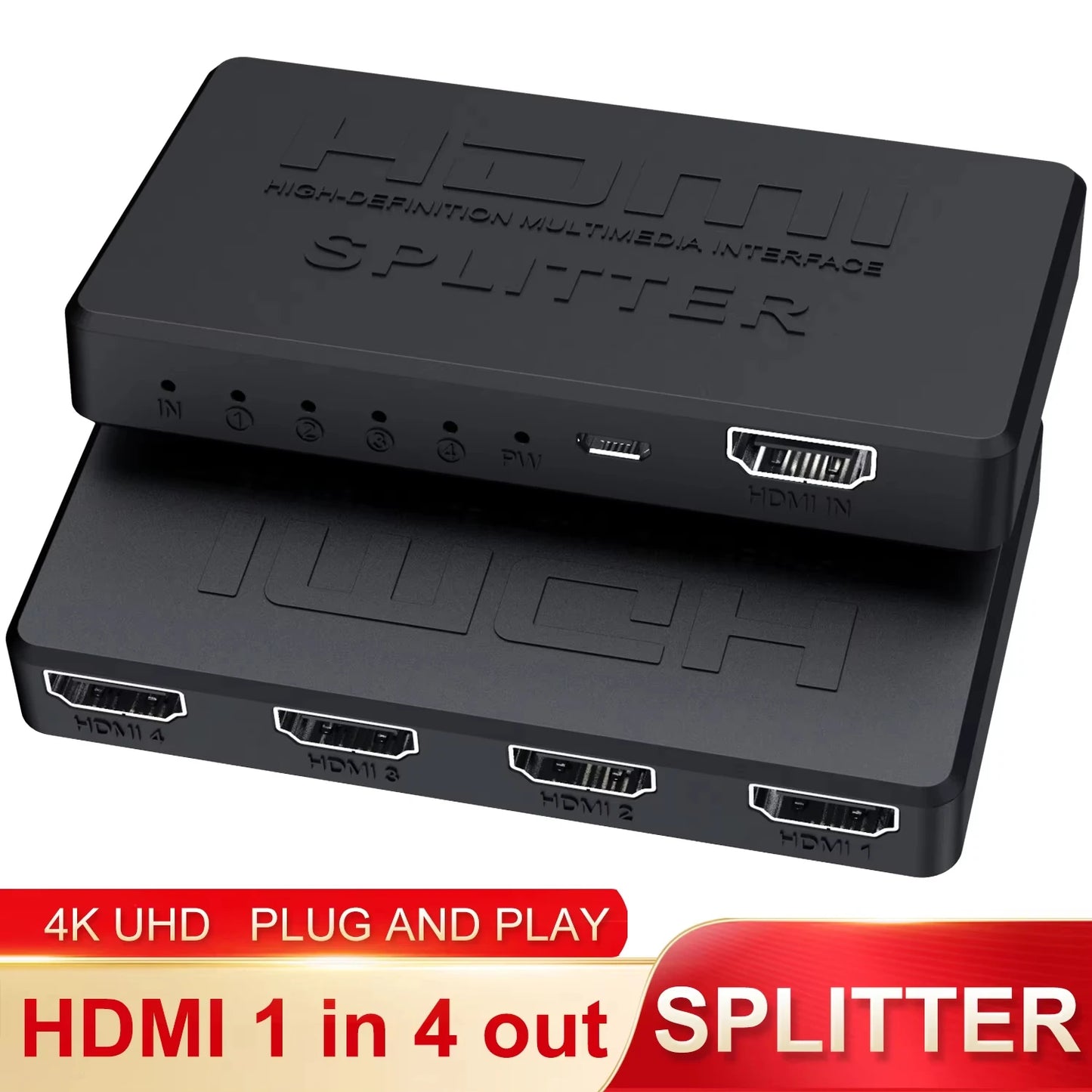 4K 2K HDMI Splitter 1 in 4 out 4x1 HDMI Switch HDMI-compatible Adapter HDTV 1080P Video Switcher for Xbox PS4 DVD HDTV PC Laptop Beauty World Shop
