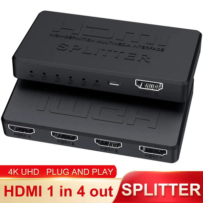 4K 2K HDMI Splitter 1 in 4 out 4x1 HDMI Switch HDMI-compatible Adapter HDTV 1080P Video Switcher for Xbox PS4 DVD HDTV PC Laptop Beauty World Shop