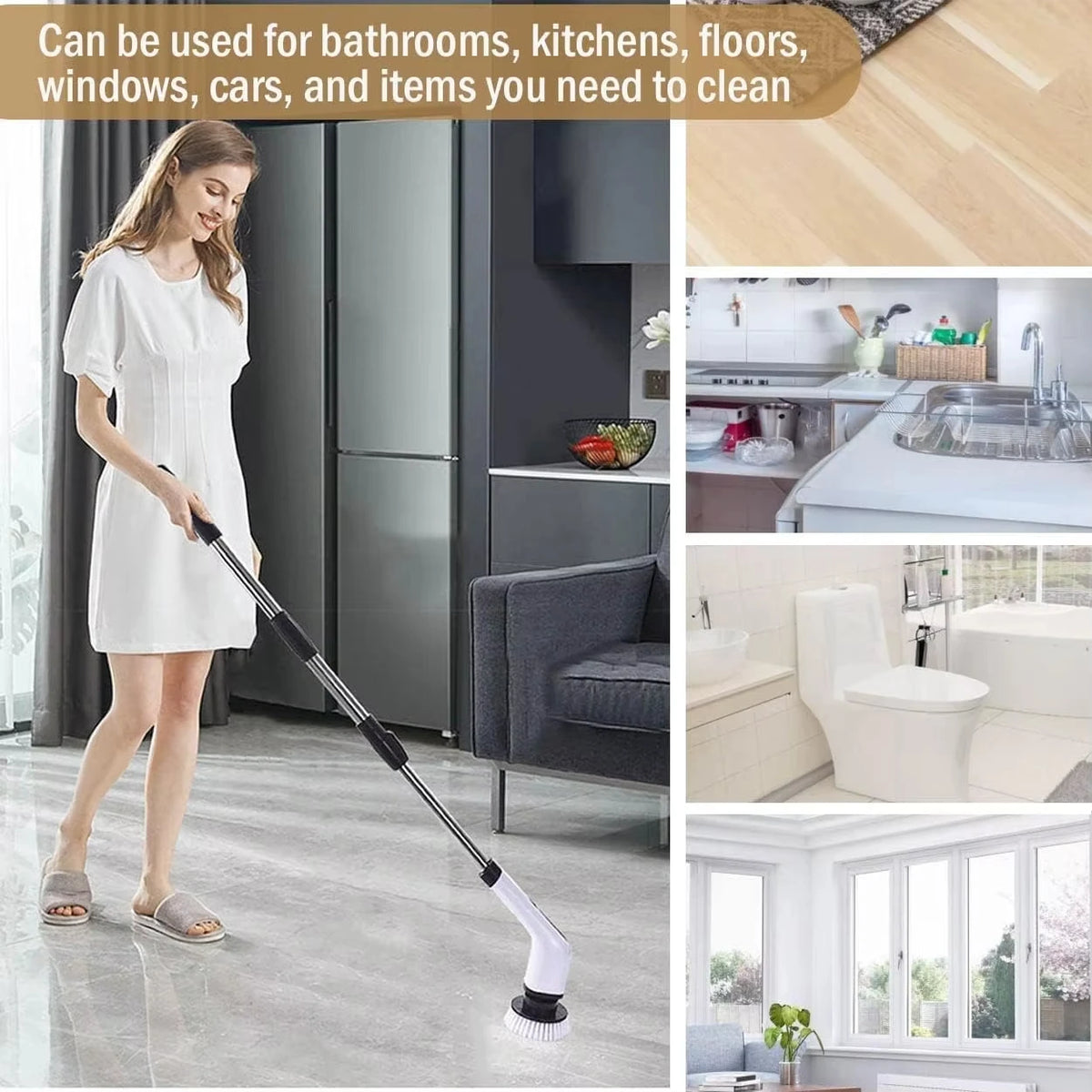 Cordless Electric Scrubber for Kitchen Bathroom Toilet - Multipurpose Cleaning Brush with Adjustable Speeds for Floor Cleaning Beauty World Shop