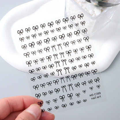 1/2pcs Black White Pink Mini Bowknot Design Nail Art Sticker Self Adhesive Lace Ribbons Bow Butterfly Decals Nail Art Decoration Beauty World Shop