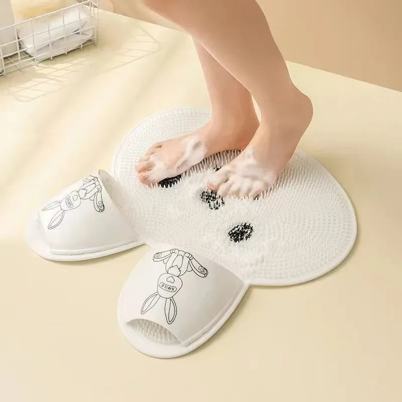 1pc，Rabbit Bathroom Shower Anti Slip Mat, Circular Massage Foot Mat, Back Suction Cup,Foot Scrubber, Back Scrubber Beauty World Shop