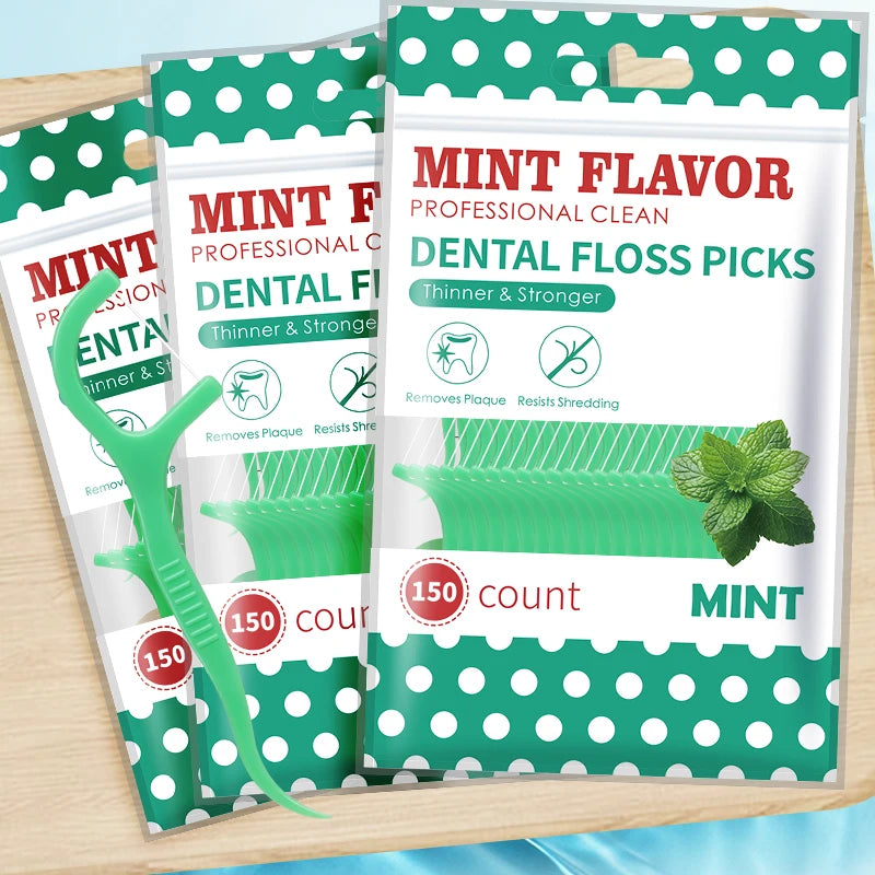 Mint dental floss stick - home portable disposable care dental floss stick - oral care - deep cleaning - interdental cleaning pr Beauty World Shop