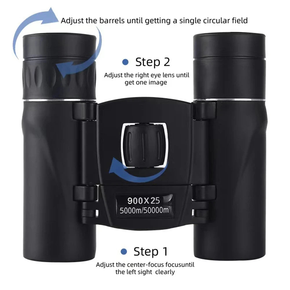 HOMEFISH 900x25 HD Zoom Portable Powerful Binoculars Long Range BAK4 Telescope Jumelles Folding Low Light Binoculars for Hunting Beauty World Shop