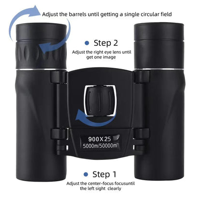 HOMEFISH 900x25 HD Zoom Portable Powerful Binoculars Long Range BAK4 Telescope Jumelles Folding Low Light Binoculars for Hunting Beauty World Shop