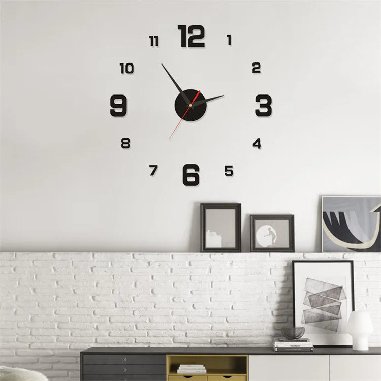 3D Creative Frameless DIY Wall Hanging Clock Wall Stickers Home Mute Digital Clock Living Room Office Wall Decoration Beauty Fashion