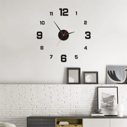 3D Creative Frameless DIY Wall Hanging Clock Wall Stickers Home Mute Digital Clock Living Room Office Wall Decoration Beauty Fashion