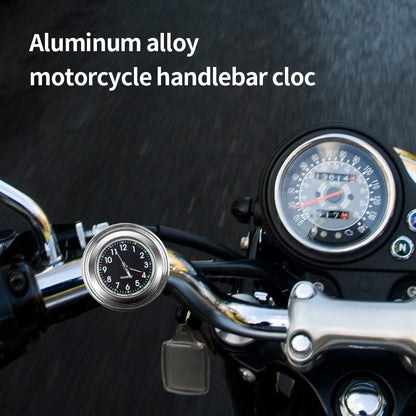 Aluminum Luminous Quartz Watch 22-25mm Motorcycle Scooter Bicycle Handlebar Mount Clock Time Display Clock Moto Accessories Beauty World Shop