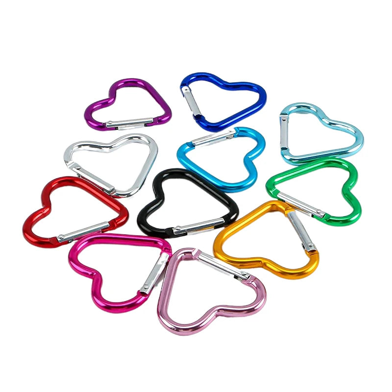 1 Pcs Heart-shaped Aluminum Carabiner Key Chain Clip Outdoor Keyring Hook Water Bottle Hanging Buckle Travel Kit Accessories Beauty World Shop
