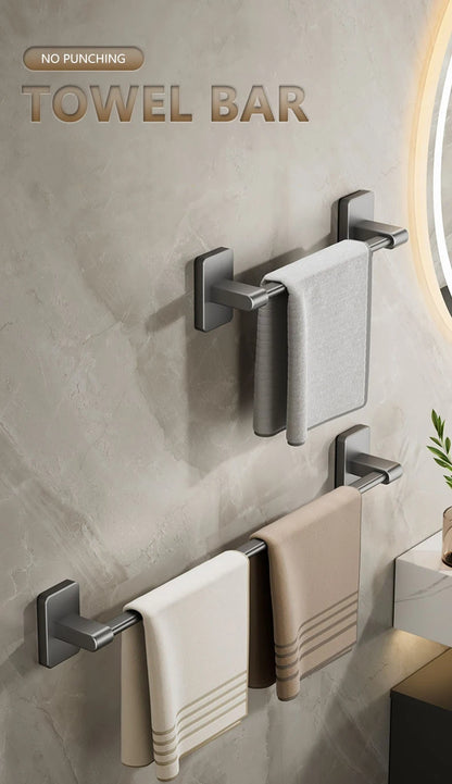 Non perforated suction cup wall mounted towel rack, bathroom storage rack, bathroom horizontal bar towel rack Beauty World Shop