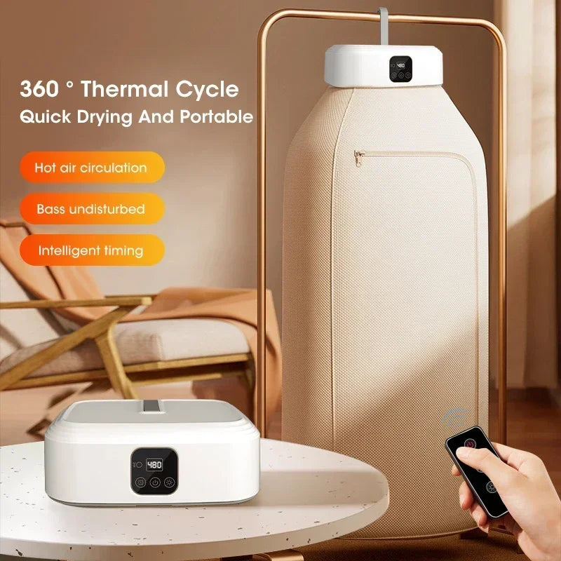 Portable Clothes Dryer Folded Electric Clothing Dryer Multifunctional Intelligent Timed Warm Laundry Dryer with Remote Control