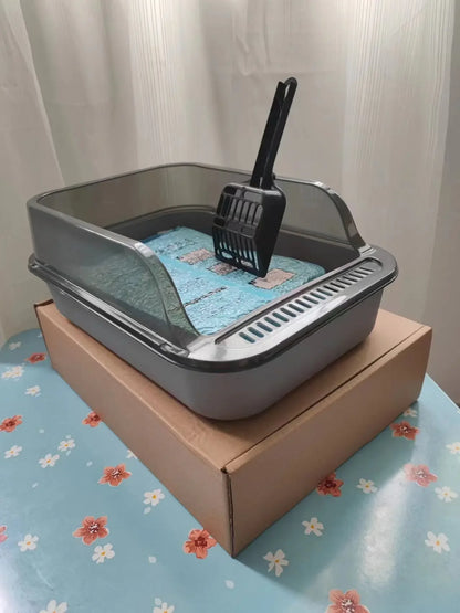 Cat Litter Box Set Large Fence Semi Enclosed Cat Litter Box Thickened Cat Toilet with Cat Litter Scoop Pet Supplies Cat Litter Beauty World Shop
