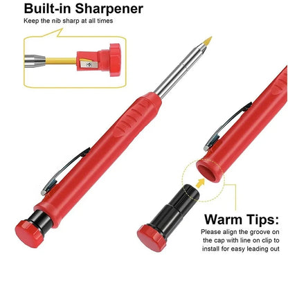2pcs/set 2.8mm Carpenter Mechanical Pencil with Sharpener for Woodworking Construction Long Head Carpenter Pencil Stationery Beauty World Shop