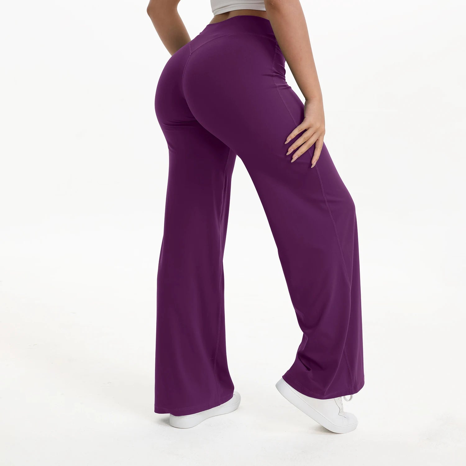 NCLAGEN SoftMotion Straight Leg Bottoms Women's Mid-Waist Yoga Pants GYM Leggings Naked Feel Pilates Running Sports Trousers Beauty World Shop