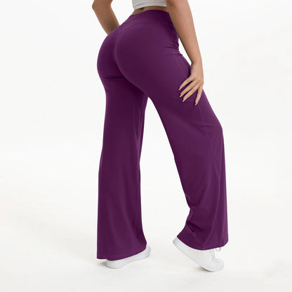 NCLAGEN SoftMotion Straight Leg Bottoms Women's Mid-Waist Yoga Pants GYM Leggings Naked Feel Pilates Running Sports Trousers Beauty World Shop
