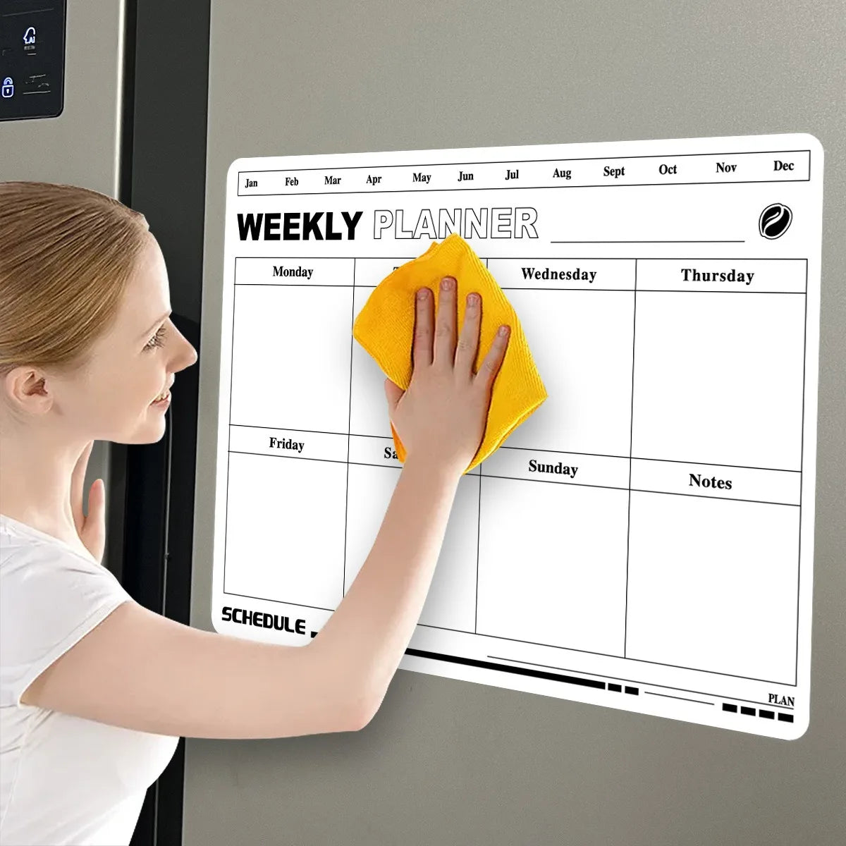 Magnetic Refrigerator Calendar Sticker - Reusable Weekly/Monthly Planner, Customizable Note Board for Home Office Beauty World Shop
