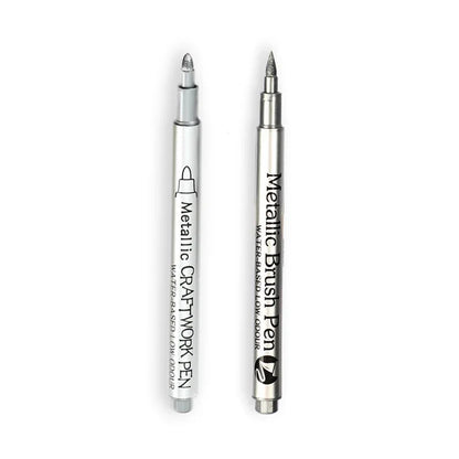 2/1Pc Brush Metallic Marker Pens Gold Silver Color Permanent Art Marker For Manga Crafts Scrapbooking School Stationery Supplies Beauty World Shop