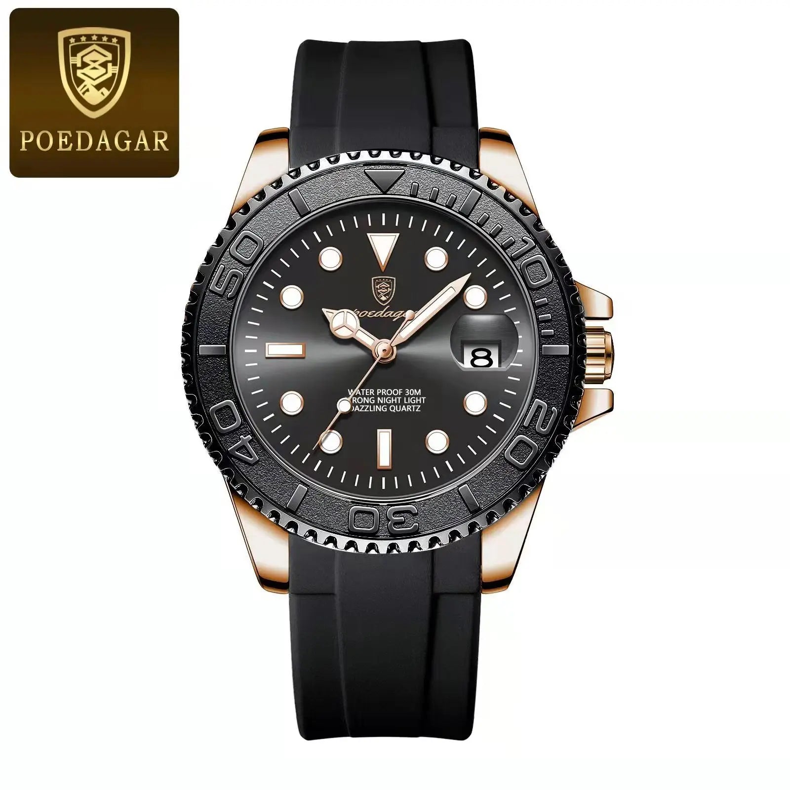 POEDAGAR Original Luxury Man Wristwatch Waterproof Luminous Date Men Watch Stainless Steel Fashion Business Men's Quartz Watches Beauty World Shop