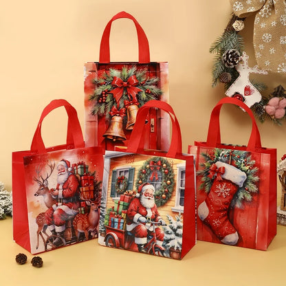 4pcs Christmas Gift Bags Santa Claus Snowman Non-Woven Christmas Tote Bag with Handles Christmas Decorations For Home 2025 Gifts Beauty World Shop