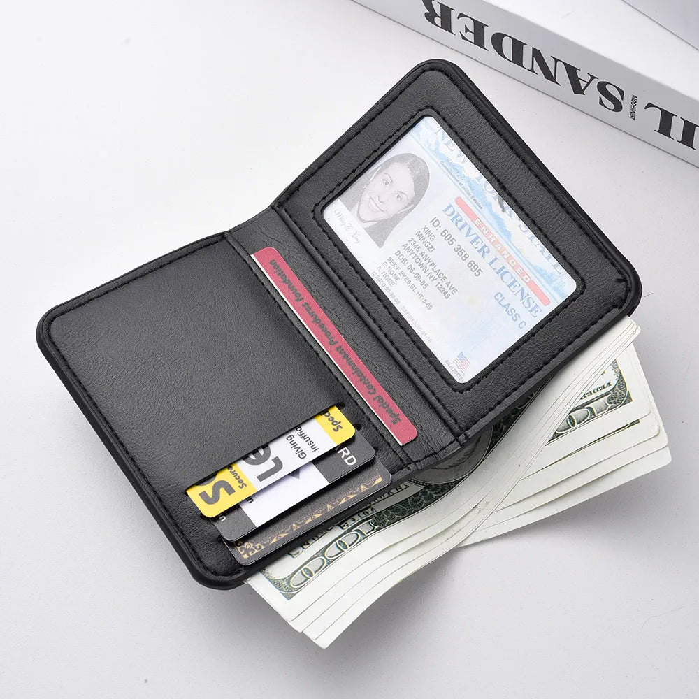 1Pc New Ultra-thin Mini Soft PU Leather Credit Card Wallet Holder Short Vertical High Quality Men's Wallet Beauty World Shop