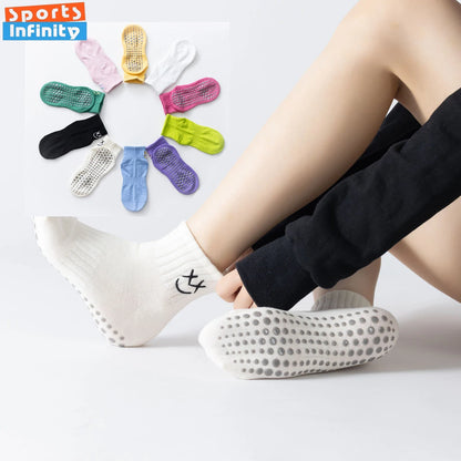 Simple Non-slip Breathable Yoga Socks Women Pilates Socks  Indoor Dance Fitness Gymnastics Professional Training Sports Socks Beauty World Shop