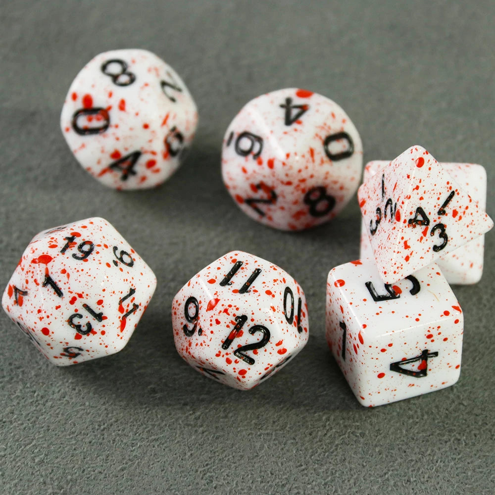 Dormia Dice DND Accessories Opaque White Acrylic Polyhedral Dice Set With Special Blood Effect For Table Board Role Playing Game Beauty World Shop