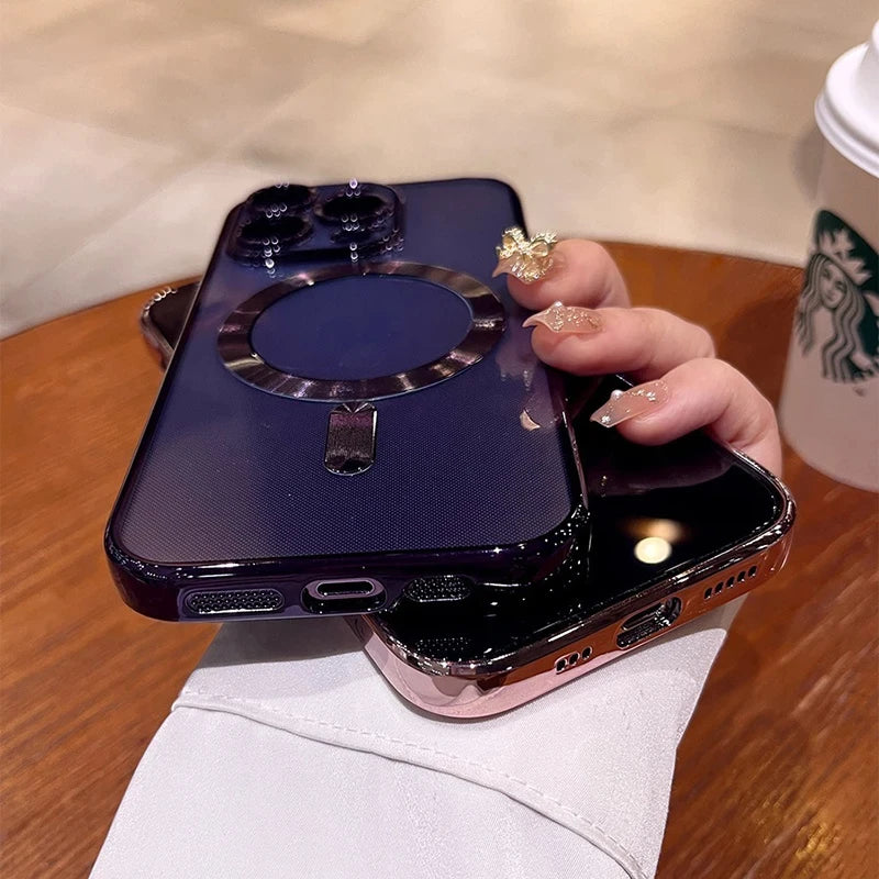Plating Soft TPU Full Lens Protect Case for iPhone 13 14 12 11 15 Pro Max Plus Magsafe Magnetic Phone Case Wireless Charge Cover Beauty World Shop
