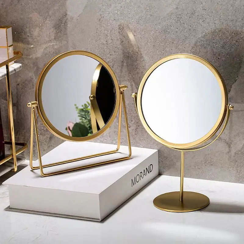 360 Degrees Rotate Iron Desktop Mirror Texture Ladies Makeup Mirror Creative Iron Mirror Strong Sense Of Style Beauty World Shop