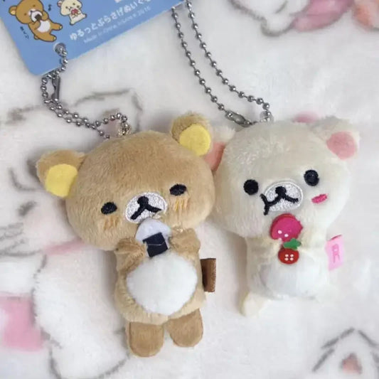 Cute Rilakkuma Keychain with Korilakkuma Figure Cute Couple Keyring Vintage Style Metal Key Holder Hanging Ornament for Bags Beauty World Shop