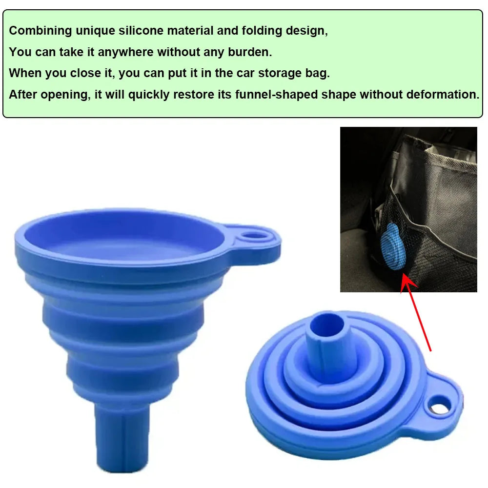 Engine Funnel Car Universal Silicone Liquid Funnel Washer Fluid Change Foldable Portable Auto Engine Oil Petrol Change Funnel Beauty World Shop