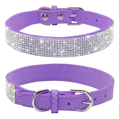 Dog Collar Crystal Glitter Rhinestone Pet Collars Zinc Alloy Buckle Collar For Small Medium Dogs Cats Chihuahua Pug Dog Collar Beauty World Shop
