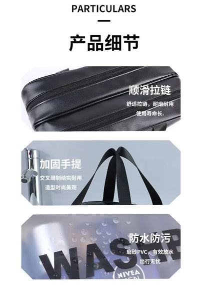 Dry-wet separation double transparent PU makeup bag portable washing bag cosmetic storage bag travel fitness swimming essentials Beauty World Shop
