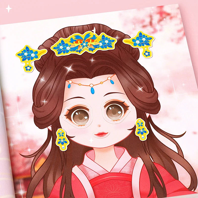 1set Toy Puzzle Stickers Reusable for Girls Cartoon Princess Make a Face Stickers Handicrafts Creative Kids Stickers Beauty World Shop