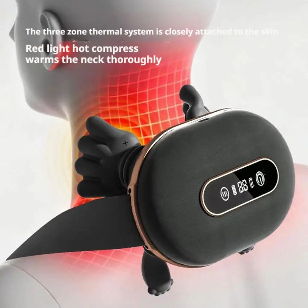 4D Kneading Neck Massager with Real Hand Feel Heated Compression 3 Levels Intensity Cordless for Home and Office Use